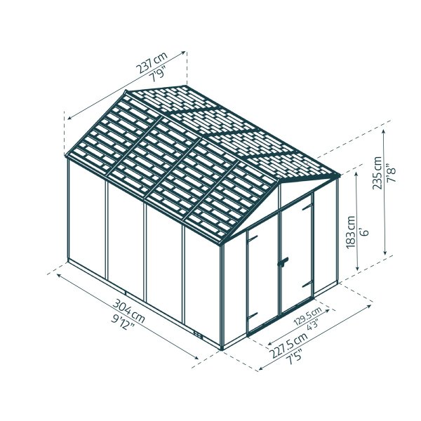 Rubicon 8' x 10' antracit - heavy duty prostorný zahradní domek - Kliknutím na obrázek zavřete