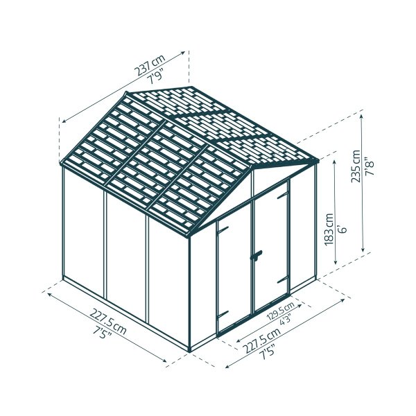 Rubicon 8' x 8' antracit - heavy duty prostorný zahradní domek - Kliknutím na obrázek zavřete
