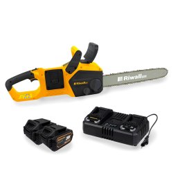 aku řetězová pila 2 x 20 V + 2x 4 Ah Riwall PRO RACS 4020i SET baterie + duální rychlonabíječka 4,5 A