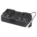 dvojitá rychlonabíječka pro aku baterie 20 V (4,5 A) Riwall PRO RAC 420 TWIN