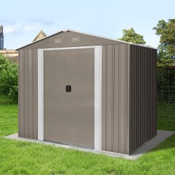 RMSA 6x8 Brown - zahradní domek kovový 2,4 x 1,7 m se sedlovou střechou