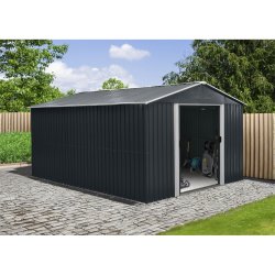 Riwall PRO RMSA 12x10 Anthracite - zahradní domek kovový 3 x 3,7 m se sedlovou střechou